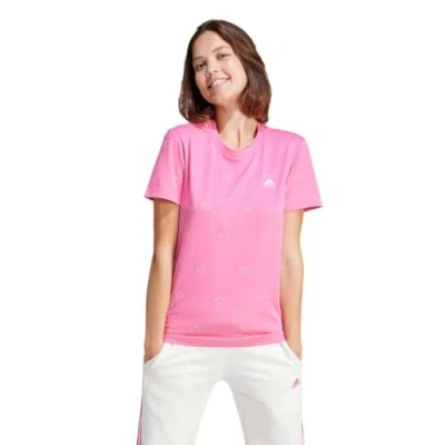 Abbildung von adidas Damen Essentials Monogram Slim Graphic Tee T Shirt, preloved fig, L