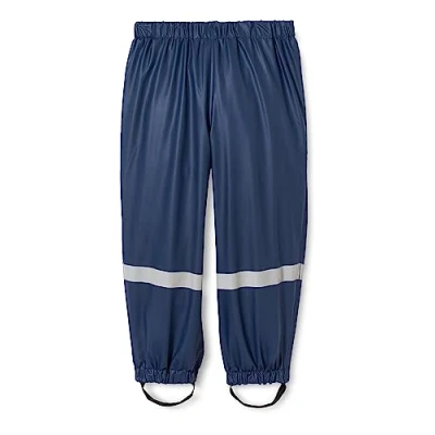 Abbildung von Playshoes Matschhose Regenlatzhose Fleece Futter Unisex Kinder Wind und wasserdichte Regenhose Regenbekleidung, marine Bundhose, 92