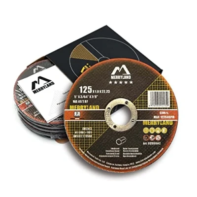Abbildung von Merryland Trennscheibe 125 Metall Edelstahl Stahl für Winkelschleifer, X 1,0 mm Dünn Flexscheibe Gerade 25 Stück, Experten Line E12081042
