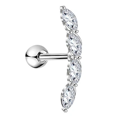 Abbildung von OUFER 16G 316L Stainless Steel Curved Helix Earrings Clear CZ Tragus Stud Cartilage Piercing Earring