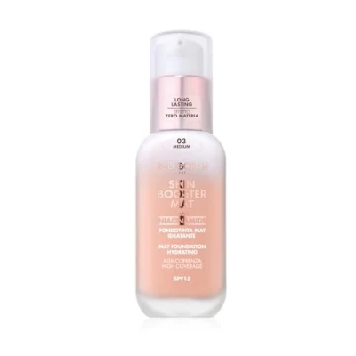 Abbildung von Deborah Milano Skin Booster MAT Foundation aus Serum, LSF 15, Nr. 3 Medium, belebend und aufhellend, mit Vitamin C, natürlicher Effekt, glättet den Teint, 30 ml