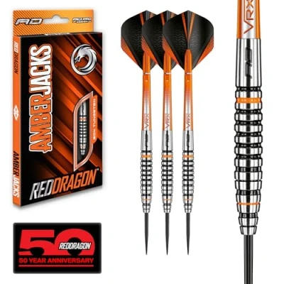 Abbildung von RED DRAGON Amberjack Series Steel Tip Profi Dartpfeile Set mit Flights und Schäfte (14, 23G)