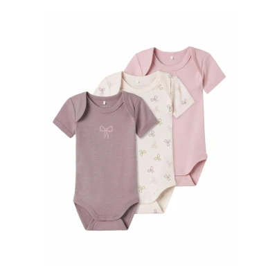 Abbildung von Name it baby Damen Barely Pink Nbfbody 3P Ss Bow Noos, Numeric_98 (3er Pack)