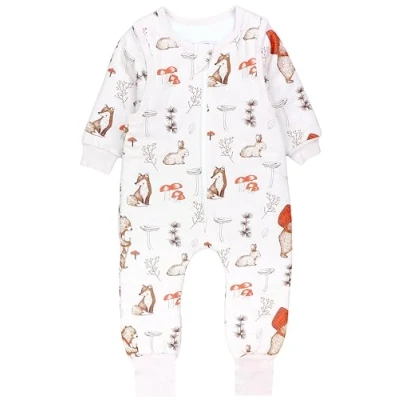Abbildung von TupTam Baby Schlafsack mit Füßen und Ärmel OEKO TEX zertifizierte Materialien Winterschlafsack, Farbe: Waldtiere Bär Fuchs Hase Braun Rot, Größe: 104 110