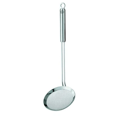 Abbildung von RÖSLE Sieblöffel grobmaschig, Hochwertiger Abseihlöffel mit Rundgriff, 14 cm, Edelstahl 18/10, spülmaschinengeeignet, Silberfarben