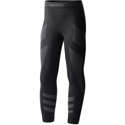 Abbildung von Ladeheid Thermounterwäsche Kinder Funktionsunterwäsche Thermoaktive Lange Unterhose Skiunterwäsche LAGI008 (Schwarz/Graphite, 146 152)
