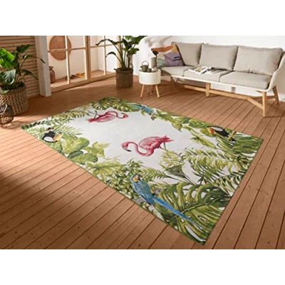 Abbildung von HANSE Home Outdoorteppich »Tropical Birds«, rechteckig, 3 mm Höhe, In &amp; Outdoor, Teppich, Wetterfest, Balkon, Garten, Wohnzimmer, Floral