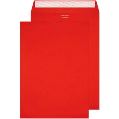 Abbildung von Blake Creative Colour 63406P Farbige Briefumschläge Haftklebung Pillar Box Rot C4 229 x 324 mm 120g/m² 10 Stück
