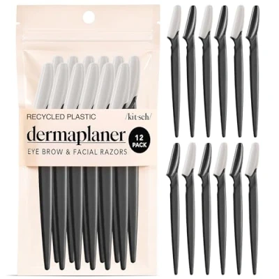 Abbildung von Kitsch Dermaplaning Tool Face Razors for Women Eyebrow Razor &amp; Shaver Facial Hair Removal Dermaplane Face, 12 pc (Black)