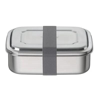 Abbildung von TC SANDWICH BOX 1,00 l, stone grey, Edelstahl unlackiert mit Textilband Brotdose aus Edelstahl, Pausenbrot für Uni, Schule, Büro, spülmaschinenfest, THERMOCAFÉ by THERMOS