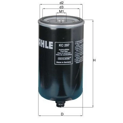 Abbildung von MAHLE ORIGINAL KC 297 Kraftstofffilter Anschraubfilter MAN: L 2000
