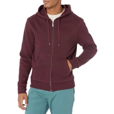 Abbildung von Amazon Essentials Herren Fleece Kapuzenpulli mit durchgehendem Reißverschluss (erhältlich in den Größen Big &amp; Tall), Burgunderrot, M