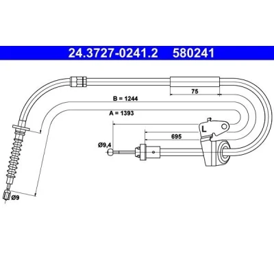 Abbildung von ATE 24.3727 0241.2 Handbremsseil 1393 MINI: Hatchback