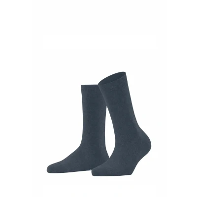 Abbildung von FALKE Damen Socken Family W So nachhaltige Baumwolle einfarbig 1 Paar, Blau Dark Blue Melange 6688, 39 42