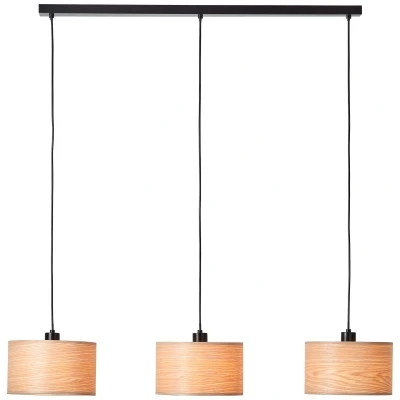 Abbildung von Brilliant Pendelleuchte "Romm" E27 1 Stk. 3flg holz hell/schwarz