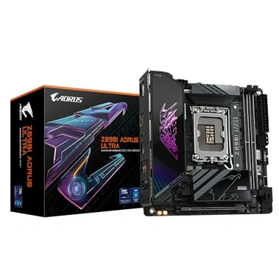 Abbildung von GIGABYTE Z890I AORUS Ultra Motherboard Unterstützt Intel Core (Serie 2) CPUs, 8+1+2 Phasen VRM, bis zu 8800MHz DDR5 (OC), 1xPCIe 5.0 + 4.0, Wi Fi 7, 2.5GbE LAN, Thunderbolt 4