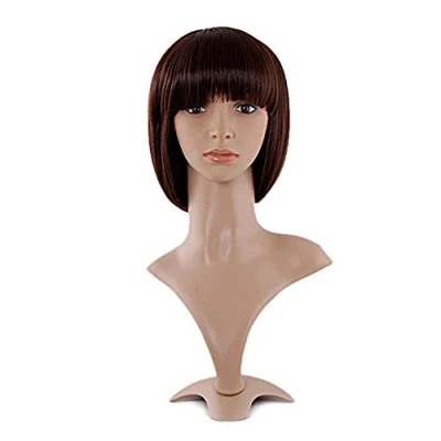 Abbildung von MapofBeauty 30cm/ 12 Zoll Kurze Gerade Damen Perücke (Dunkel Braun)