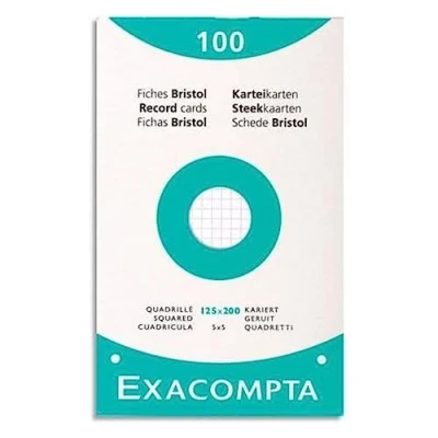 Abbildung von Exacompta 13603E Karteikarten, 125 x 200 mm, 5 mm kariert, gelocht, Weiß, 100 Stück