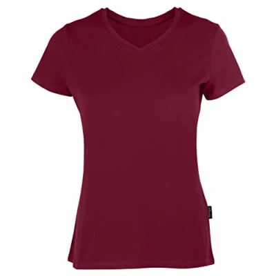Abbildung von HRM Damen F Luxury V Neck Tee, Bordeaux, L