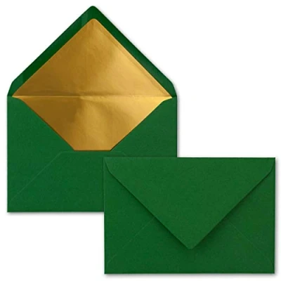 Abbildung von 50x Brief Umschläge B6 mit Gold Innenfutter 12,5 x 17,6 cm Dunkelgrün (Grün) Nassklebung FarbenFroh by GUSTAV NEUSER