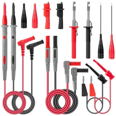 Abbildung von QIMEI SHOP Multimeter Messleitungen Kit mit Krokodilklemmen Testsonde Prüfhaken Prüfsonden Messspitzen für Digital Elektrische Messkabel 14 Stück