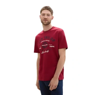 Abbildung von TOM Tailor MIT LOGO Tshirt print, Herren, Größe: Small, Deep red