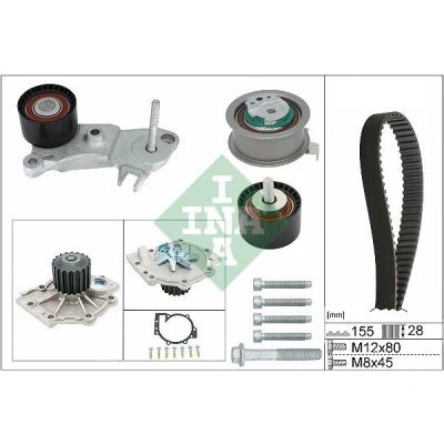 Abbildung von INA 530 0762 30 Wasserpumpe + Zahnriemensatz mit VOLVO: XC60 I, V40 Hatchback, V60 I