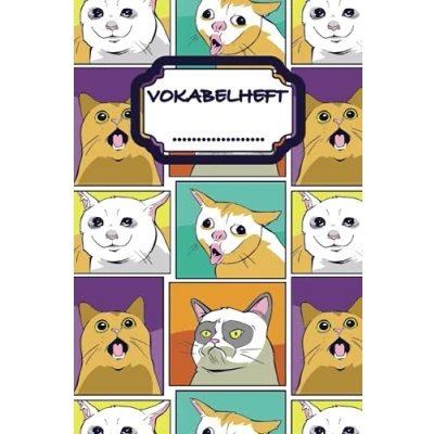 Abbildung von Vokabelheft A5 Katze Memes Vokabeln einfach lernen für Fremdsprachen Englisch, Französisch, Latein, etc.: Schulheft A5, 100 Blatt, 2 Spalten DIN (6x9 Zoll)