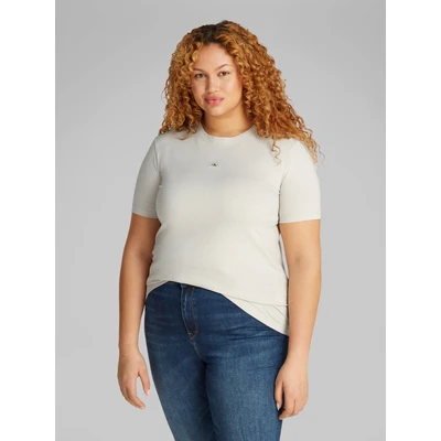 Abbildung von Calvin Klein Jeans PLUS Label Regular TEE Tshirt basic, Damen, Größe: 3XL, Chalk