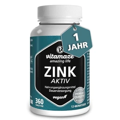 Abbildung von Zink Bisglycinat hochdosiert, 25 mg pro Tablette, 1 Jahresvorrat an veganen Tabletten, hoch bioverfügbar, Natürliche Nahrungsergänzung ohne Zusatzstoffe, Made in Germany