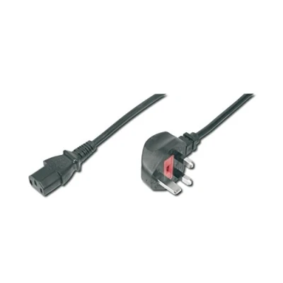 Abbildung von DIGITUS Netz Anschlusskabel 1.8 m BS 1363 90 auf C13 Stecker / Buchse H05VV F3G 0.75 mm²