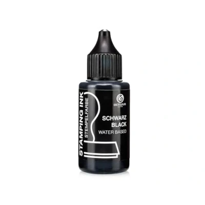 Abbildung von Octopus Fluids Stempelfarbe, Nachfüllfarbe zum Nachtränken von Stempelkissen und Stempelautomaten, 30ml schwarz ohne Öl