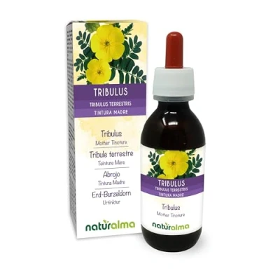 Abbildung von Erd Burzeldorn (Tribulus terrestris) Früchte Alkoholfreier Urtinktur Naturalma Flüssig Extrakt Tropfen 120 ml Nahrungsergänzungsmittel Veganer