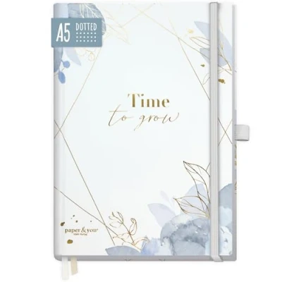 Abbildung von paper&amp;you® Premium Bullet Journal dotted A5 &quot;Time to Grow&quot; Notizbuch gepunktet, 188 Seiten extra dickes Papier, Tagebuch mit Punkteraster nachhaltig &amp; klimafreundlich