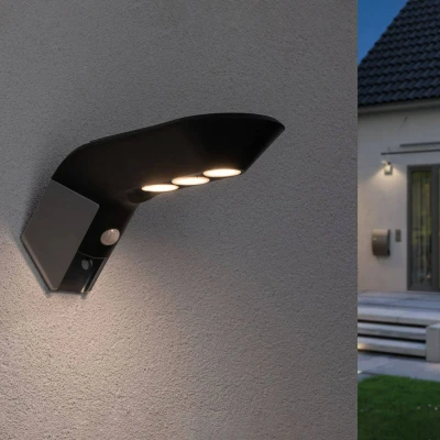 Abbildung von Paulmann 94250 Solar Wandleuchte Soley LED Außenleuchte incl. 1x1,22 Watt Anthrazit Kunststoff 3000 K Warmweiß