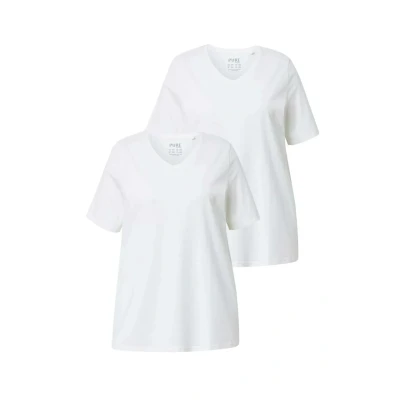 Abbildung von Ulla Popken 2 PACK Short Sleeve Vneck Tshirt basic, Damen, Größe: 50/52, Off white