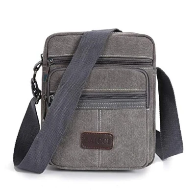 Abbildung von ZAICCI Umhängetasche aus Segeltuch Kleine tragbare mit mehreren Taschen Canvas Bag