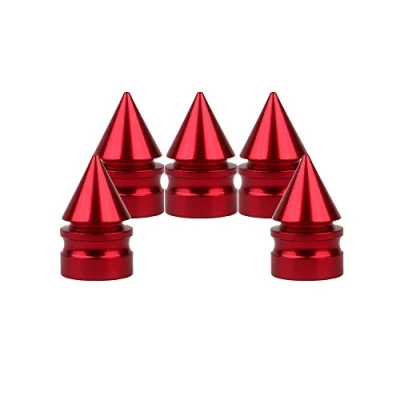 Abbildung von SENZEAL 5 Stücke Kegel Stil Auto Bike Benutzerdefinierte Ventilkappen Aluminiumlegierung Reifen Caps (Rot)