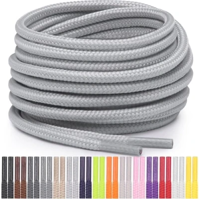 Abbildung von Miscly Schnürsenkel Rund Reißfest für Sportschuhe, Sneaker und Stiefel, Ø 4 mm (137 cm, Hellgrau)