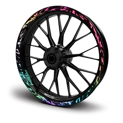 Abbildung von 16 teiliges Set Felgenrandaufkleber Sticker für Motorrad Auto Felgen Future Design Komplett Felgenaufkleber 15&quot; 16&quot; 17&quot; 18&quot; 19 Zoll MR017 (Hologramm Silber, Glanz)