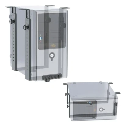 Abbildung von RICOO PC Rechner Halterung für Untertisch Schreibtisch Computer Montage TRH 02 CPU Gehäuse Halter bis 35 Kg Stehend/Liegend Unter Tischhalterung Rack Unterbau Vertikal/Horizontal