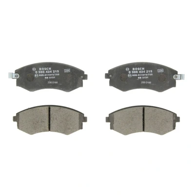 Abbildung von BOSCH 0 986 424 215 Bremsbelagsatz Low Metallic mit akustischer Verschleißwarnung SSANGYONG: Rexton / 2, HYUNDAI: Matrix, COUPE