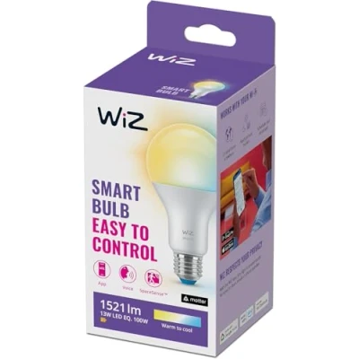 Abbildung von WiZ Tunable White LED Lampe, E27, 100 W, dimmbar, warm bis kaltweiß, smarte Steuerung per App/Stimme über WLAN