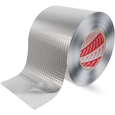 Abbildung von POPPSTAR Aluminium Klebeband netzverstärkt für Rohrisolierung &amp; Dämmung (50m x 96 mm) Hitzeschutz Dampfsperre Aluklebeband hitzebeständig 96mm selbstklebend