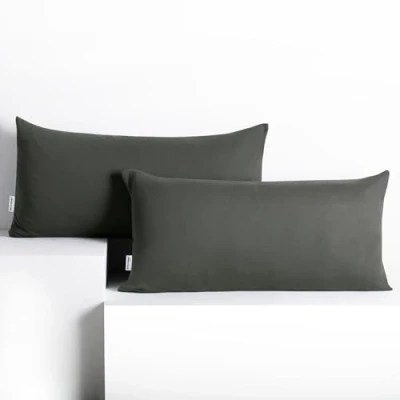 Abbildung von DecoKing 2 Kissenbezüge 40x80 cm Baumwolle Reißverschluss Graphit Amber