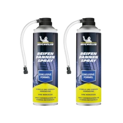 Abbildung von MICHELIN Reifendichtmittel 2 x 500ml Pannenspray Fürs Auto Blitzschnell Ohne Werkzeug Löcher Im Reifen Reparieren 500 Ml Pkw Kleine Suv Und Wohnwagen