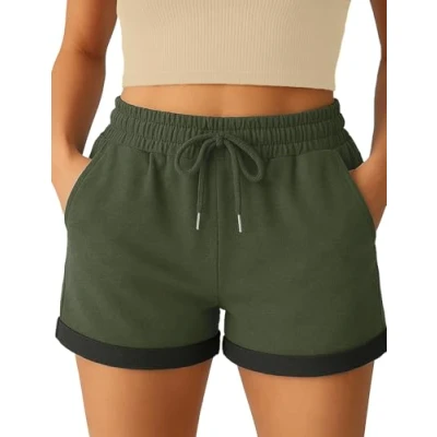 Abbildung von Smith &amp; Solo Kurze Hose Damen Shorts Sommer Hosen, Laufhose Kurz Sporthose, Trainingshose Sportshorts Women Laufshorts (Khaki, L)