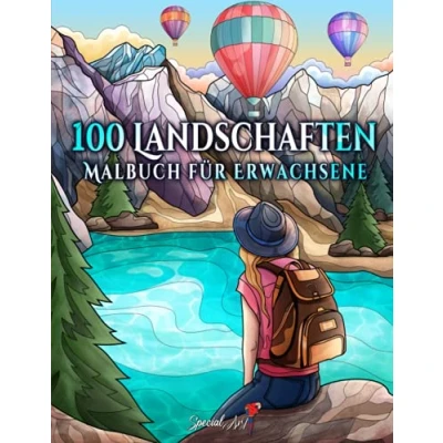 Abbildung von 100 Landschaften: Ein Malbuch für Erwachsene mit Tropischen Stränden, Schöne Städte, Berge, Ländliche Landschaften und vieles mehr