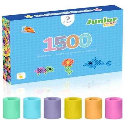 Abbildung von La Manuli Große Bügelperlen 10mm 1500 Stück XL Steckperlen für Kinder ab 3 Jahren, Nachfüllset Bastelperlen (Pastell farben)