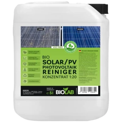 Abbildung von BIOLAB Solar &amp; PV Photovoltaik Reiniger Konzentrat 1:20 (5 Liter Kanister) Solarreiniger zum Reinigen von Solaranlage, Photovoltaikanlage, Solarpanel, Solarmodul, Anlage